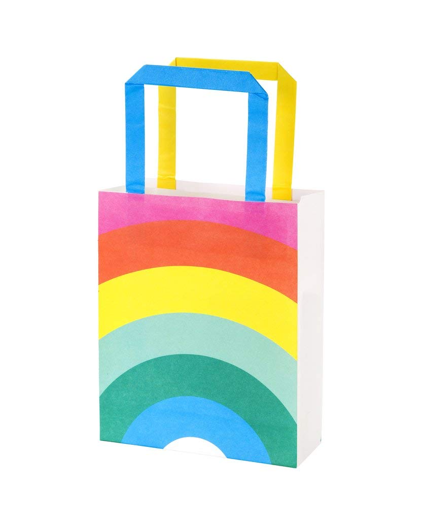 Talking Tables Rainbow Paper Birthday Strong Treat Bags with Handles Fill with Party Favours and Cake | Pack of 8, One