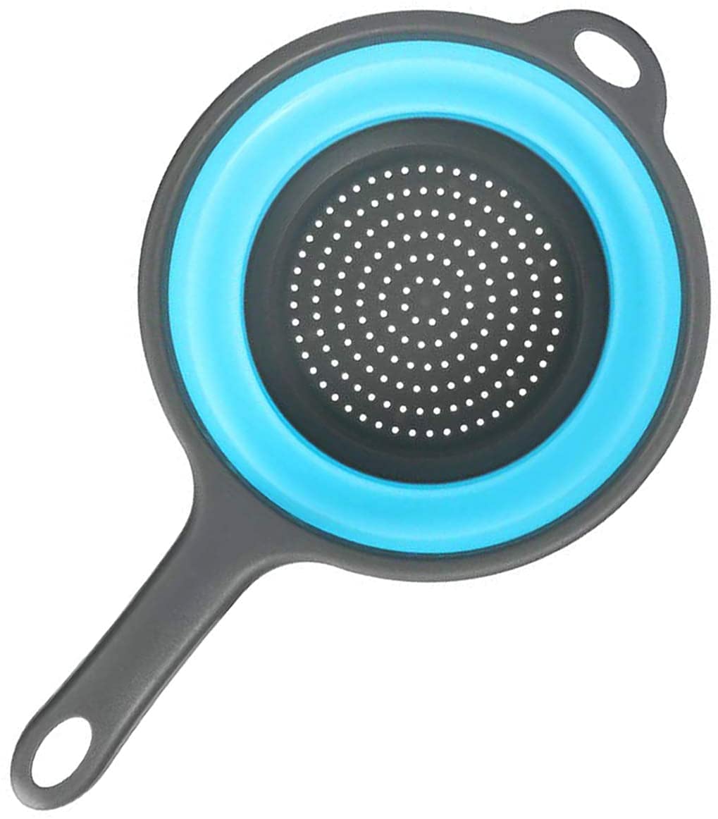 Kitchen Foldable Silicone Strainer Colanders, Collapsible Colanders With Handles, Space-Saver Folding Strainer Colander For Drai
