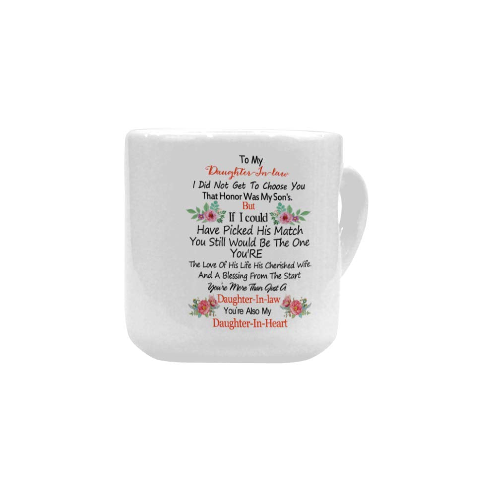 To My Daughter-In-Law Heart-Shaped White Ceramic 10.3 Oz Coffee Mug - Funny Daughter In Law Gift