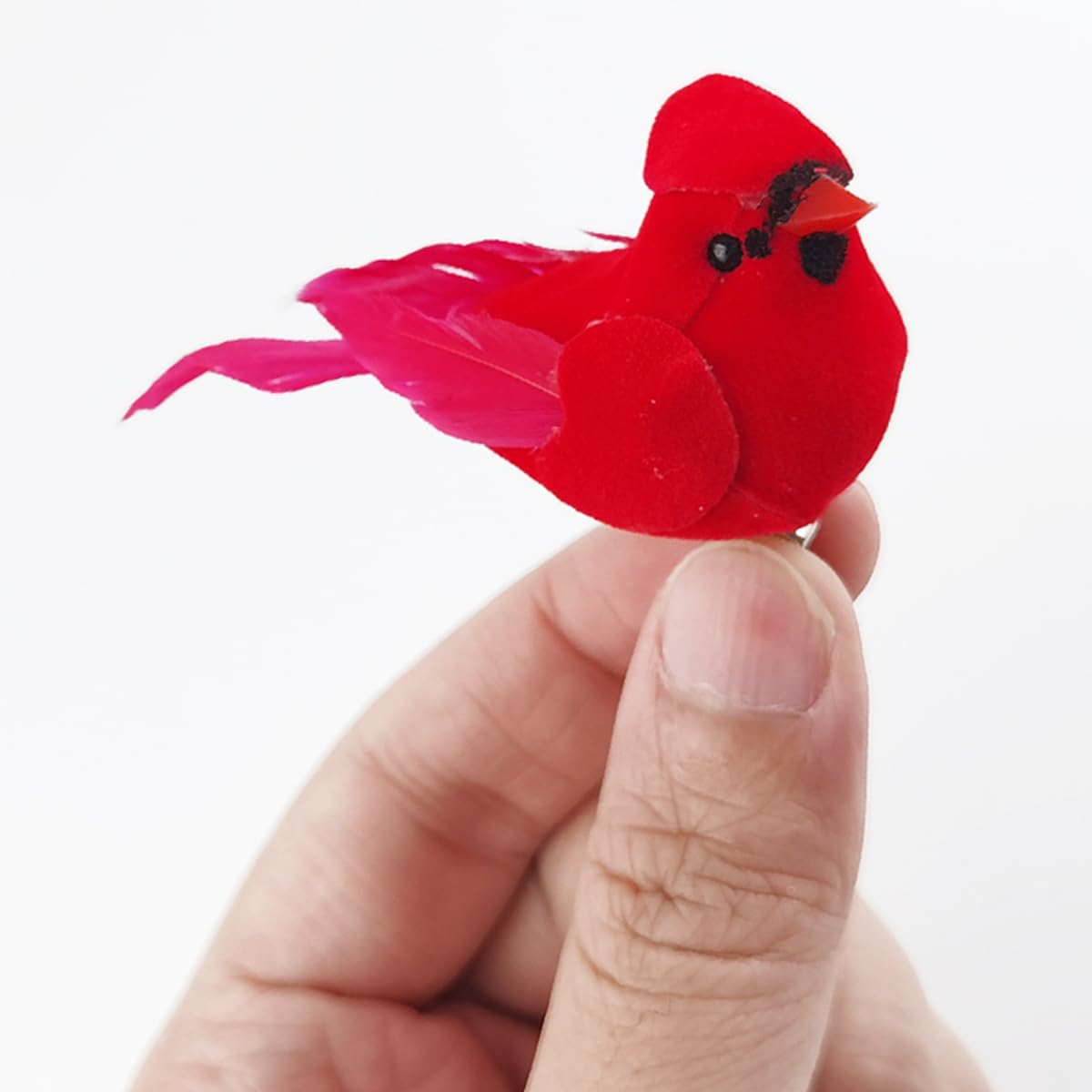 GXXMEI 20PCS Christmas Mini Cardinal Clip on Tree Ornaments Bird Decorations Approx. 2.36 Inch Long Bright Red Velvet & Feathers