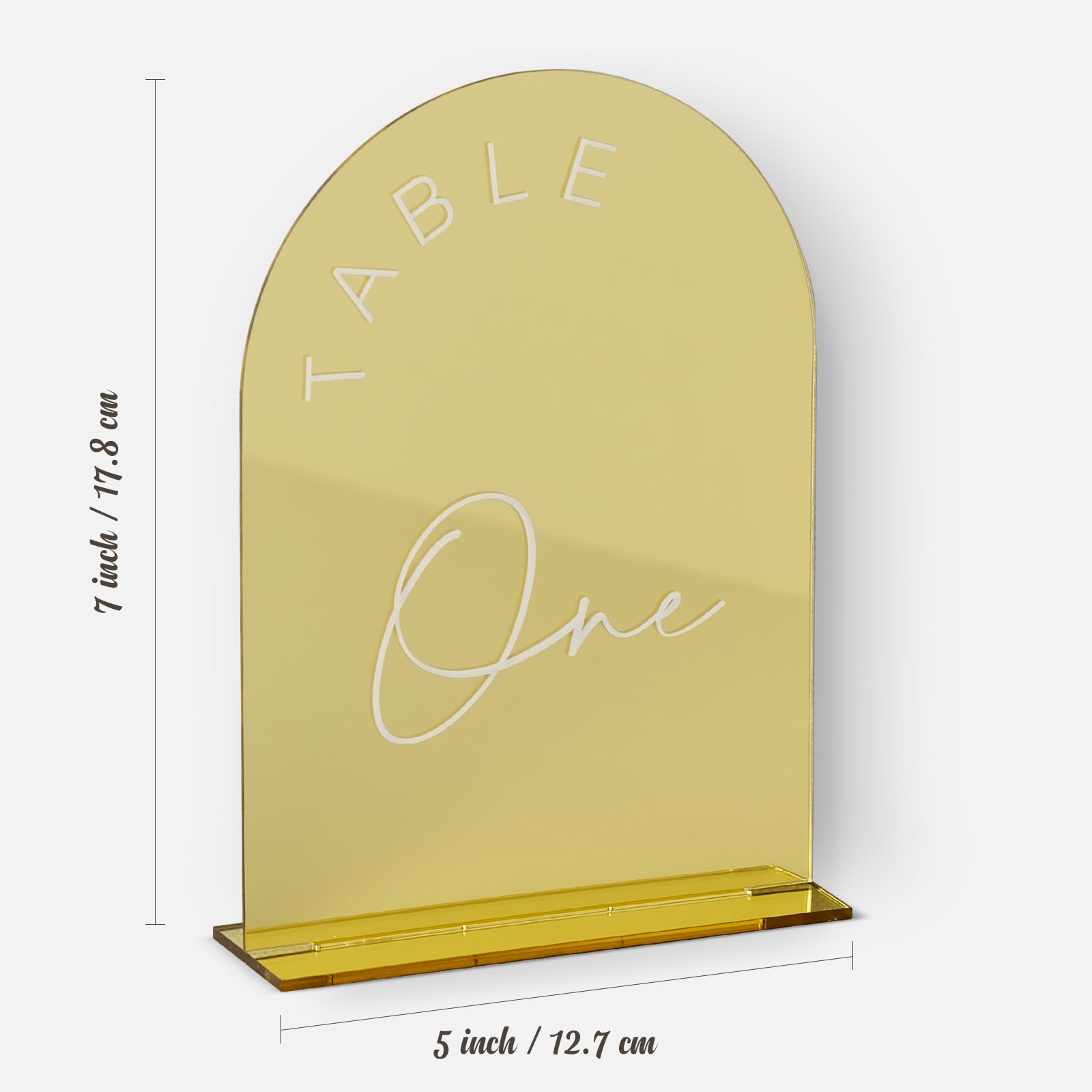 Gold Mirrored Arch Wedding Table Numbers 1-20 With Stands, 5X7 Inch Acrylic Arch Sign With Holder, Table Numbers 1-20, 5''X7'')