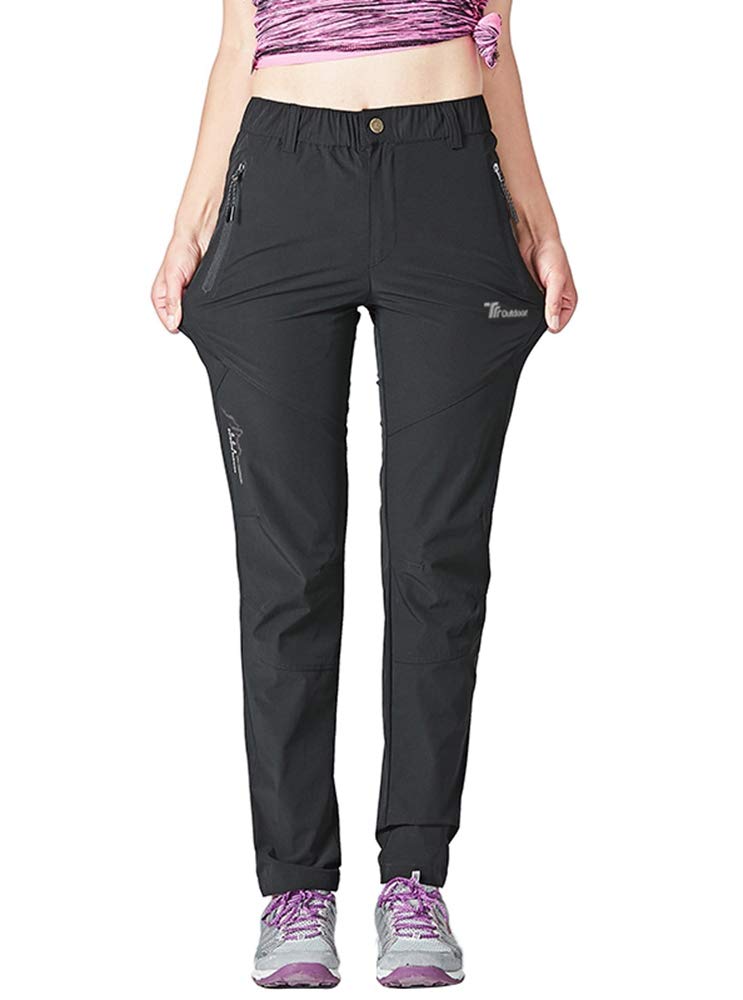Rdruko Womens Outdoor Hiking Pants Lightweight Quick Dry Water Resistant Travel Fishing Pants With Pockets(Black, Us Xs)