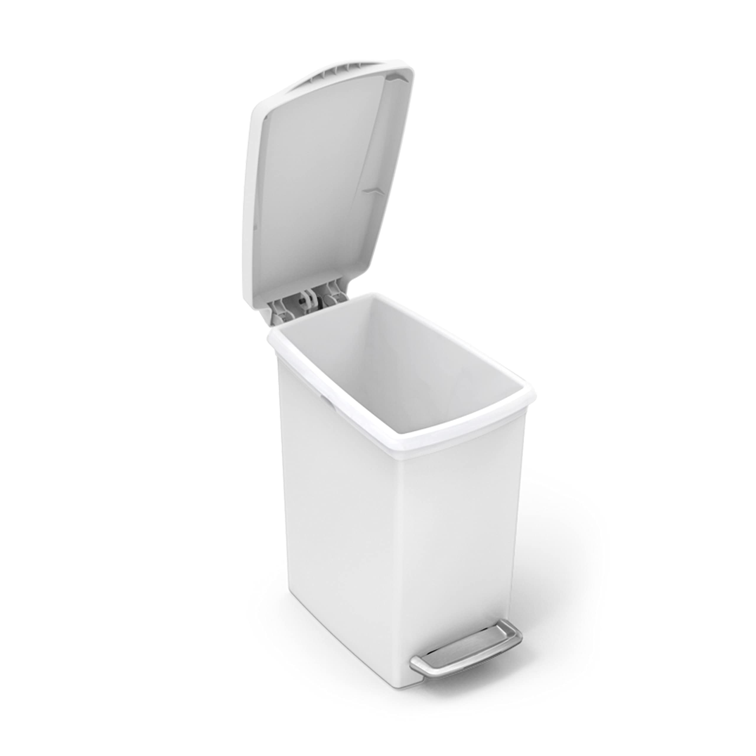 Simplehuman 10 Liter / 2.6 Gallon Compact Slim Bathroom Or Office Step Trash Can, White Plastic