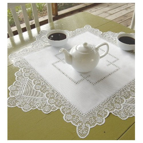 Heritage Lace Prelude 30-Inch By 30-Inch Table Topper, Ecru