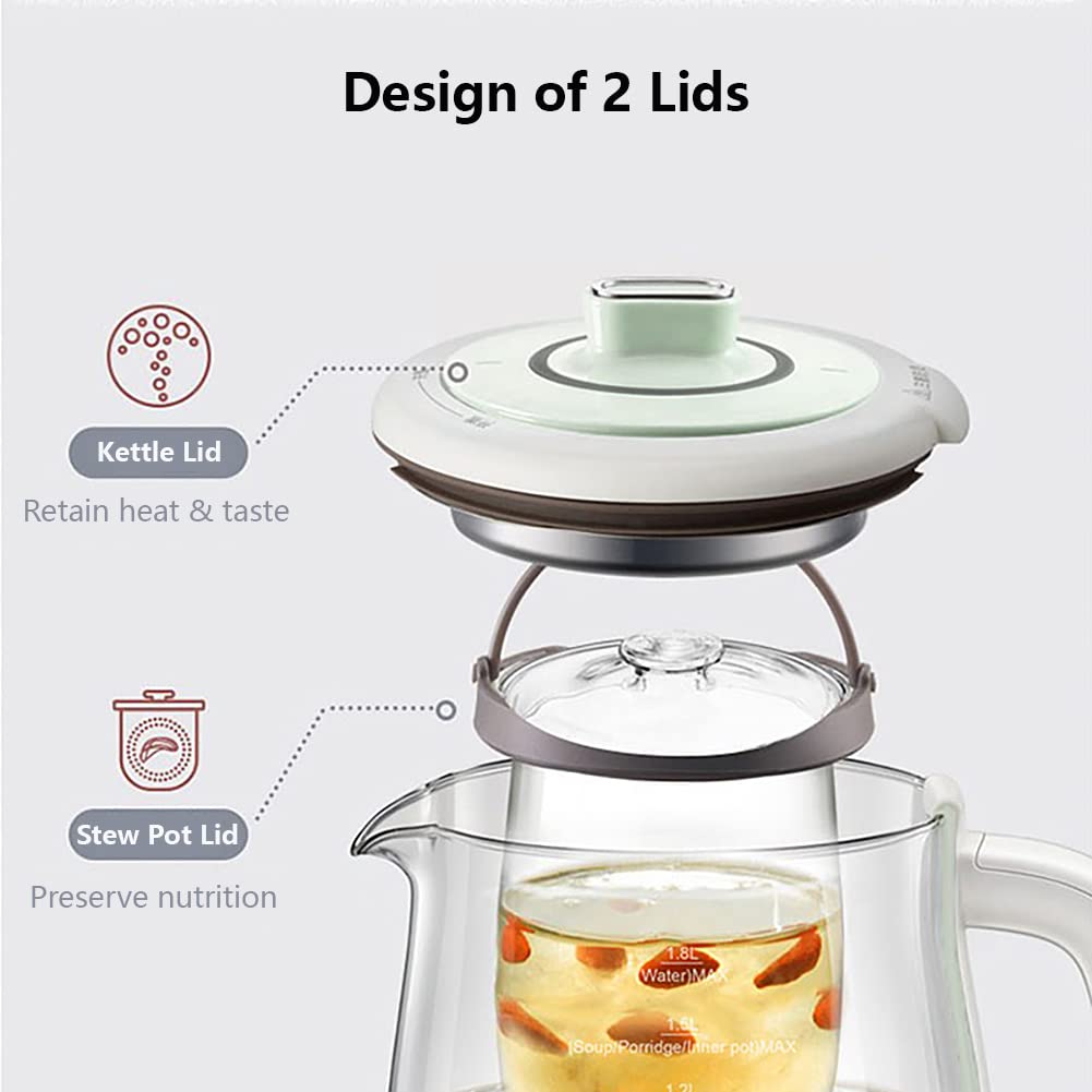 Bear Ysh-C18S2 Health Pot, Electric Kettle Tea Maker With Infuser, Glass Kettle & Stew Pot, 16 Menus 18L 120V, Green