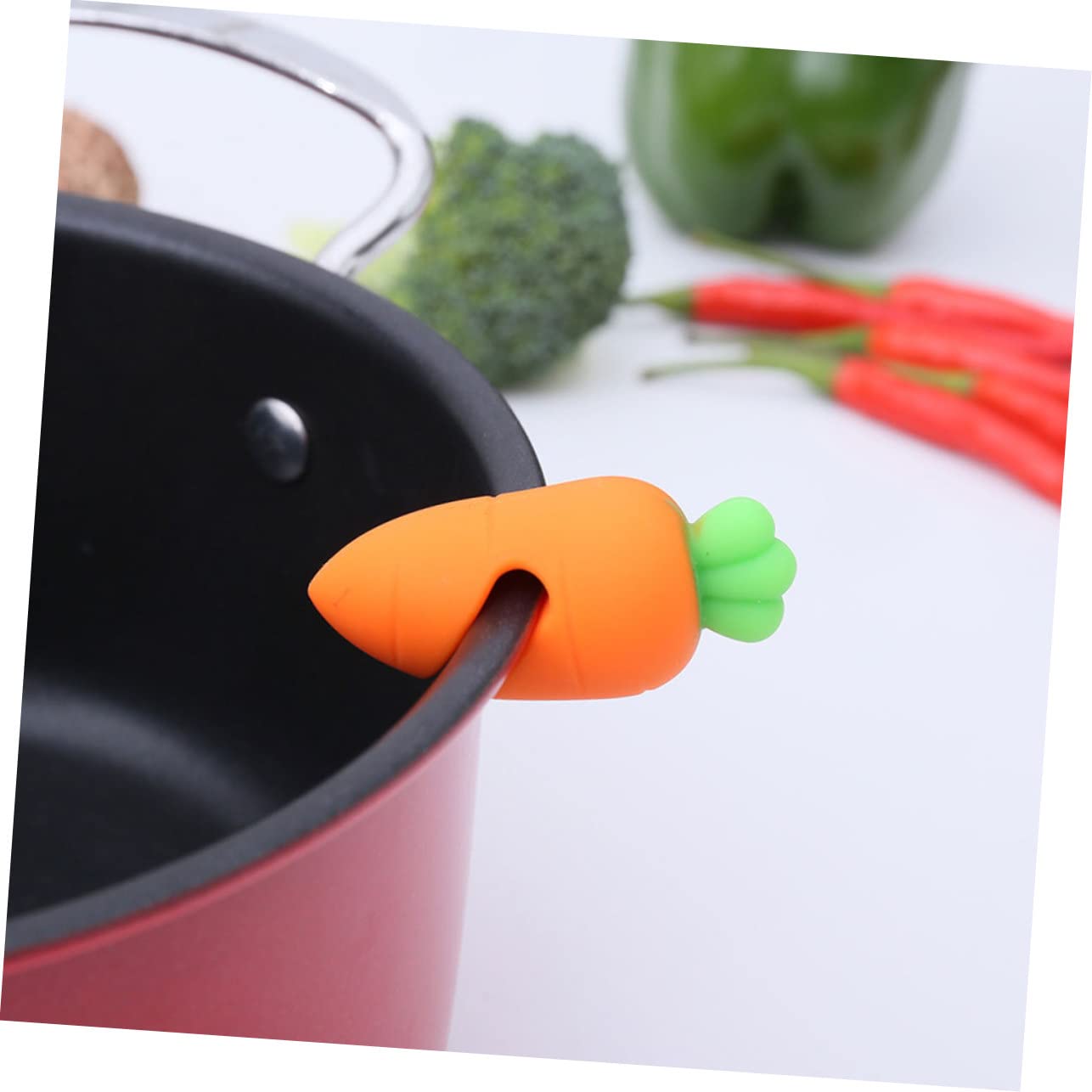 Merryhapy 6Pcs Carrot Boil Lifters - Kitchen Pot Spill Stoppers, Boil Stoppers, Spill-Proof Lifters, Pot Lid Lifters, Pot Boiler