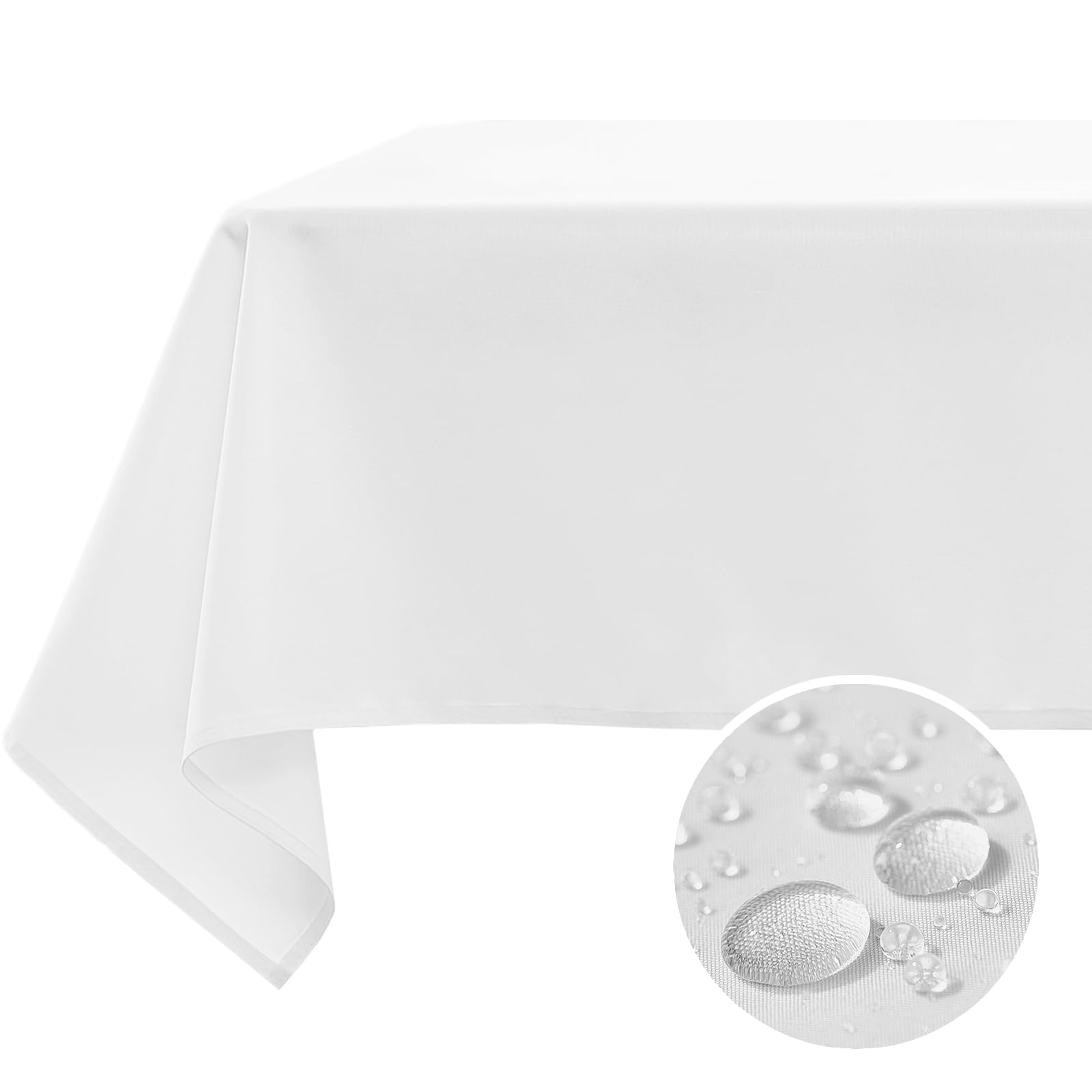 BYDOLL Table Cloth White 60x120 Inch Tablecloth for 6 Foot Rectangle Tables Outdoor Polyester Washable Wrinkle-Free and Spillpro