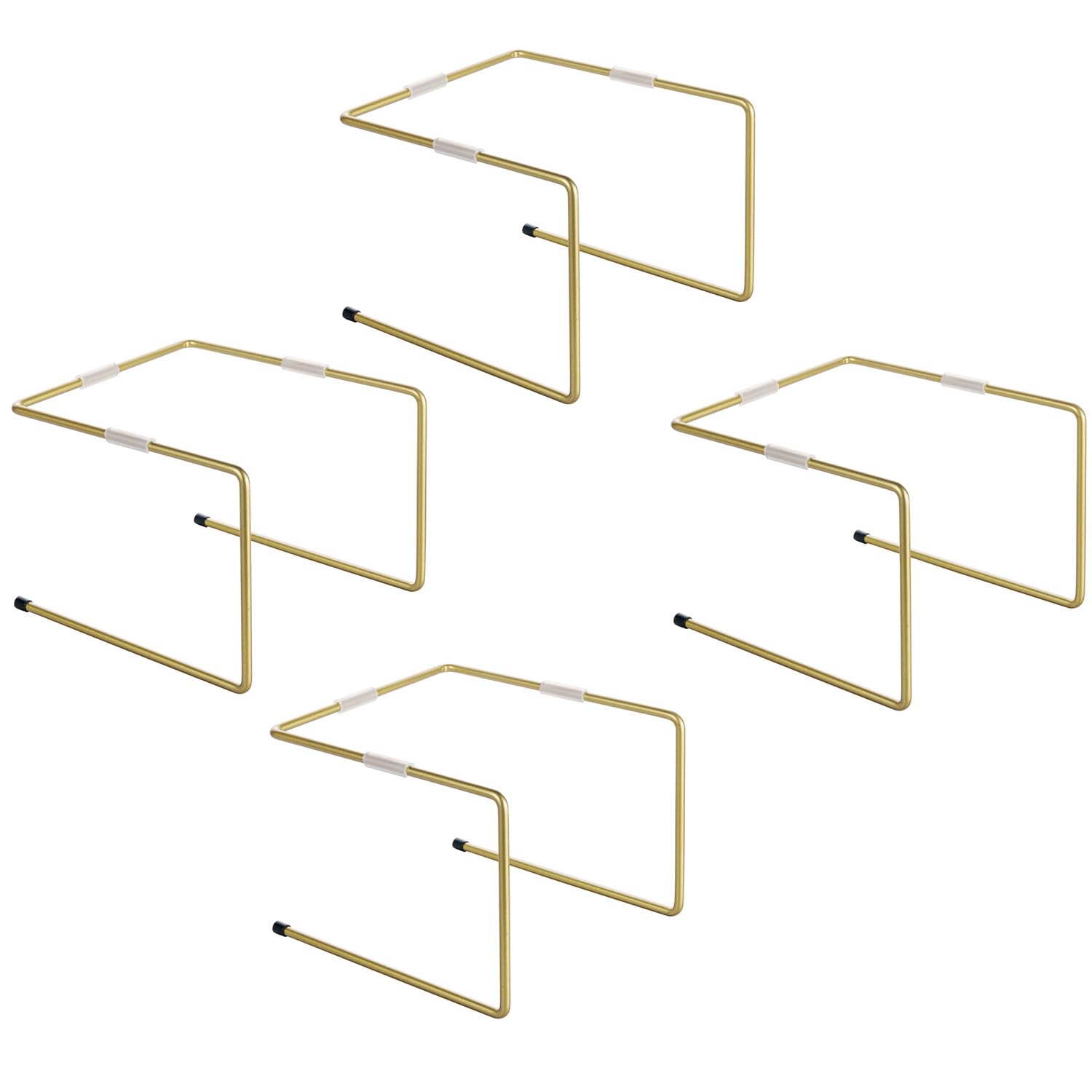 MyGift Brass Metal Pizza Table Stands, Tabletop Pizza Pan Riser Food Platter Tray and Display Rack, Set of 4