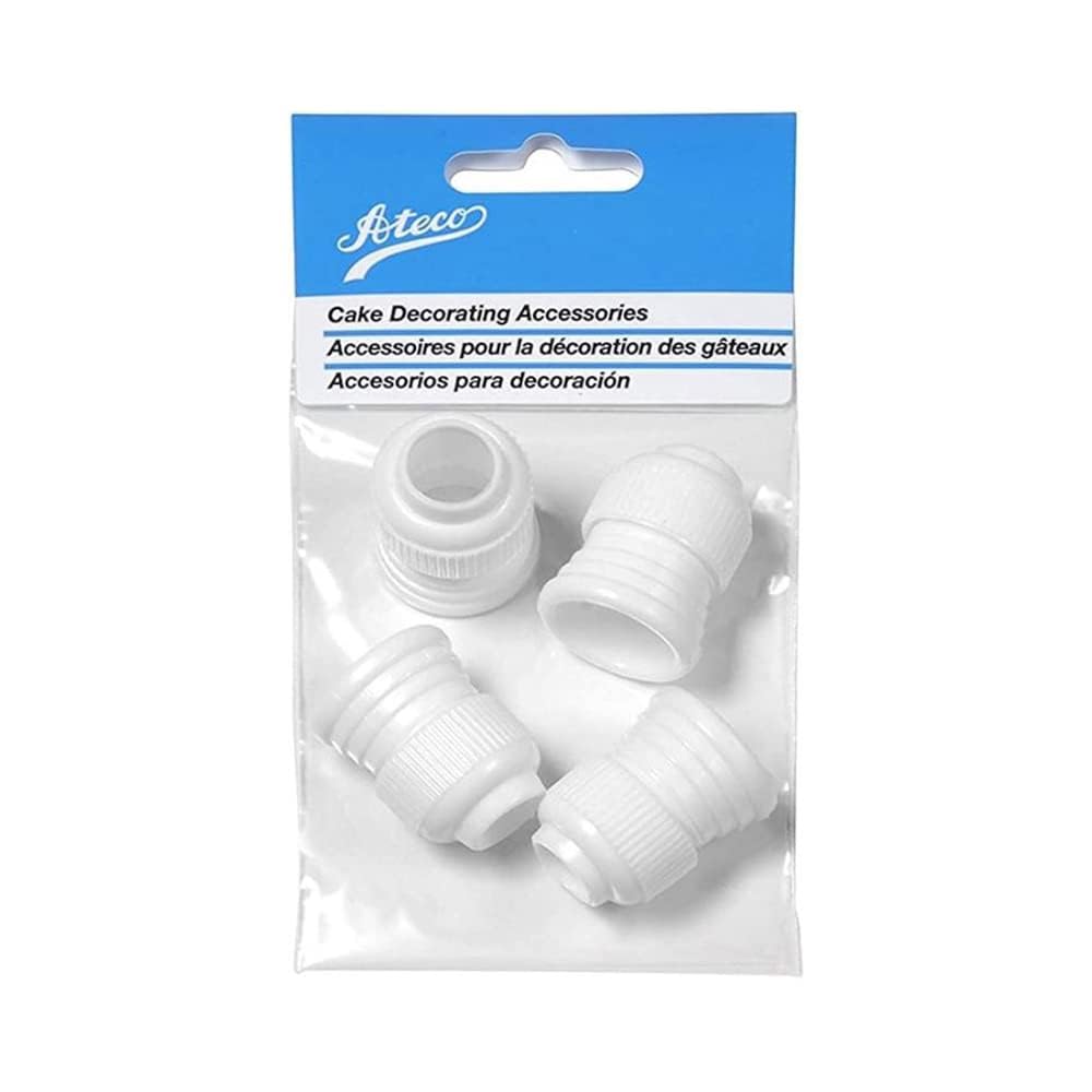 Ateco Standard Plastic Couplers, For Use Cake Decorating Tubes And Bags, Set Of 4, 4 Count, White