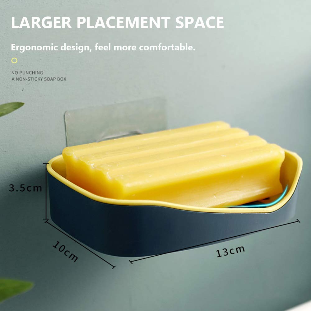 Inditradition Self Adhesive Wall Mounted Soap Holder For Bathroom | With Water Draining Tray, Plastic, (Pack Of 4)