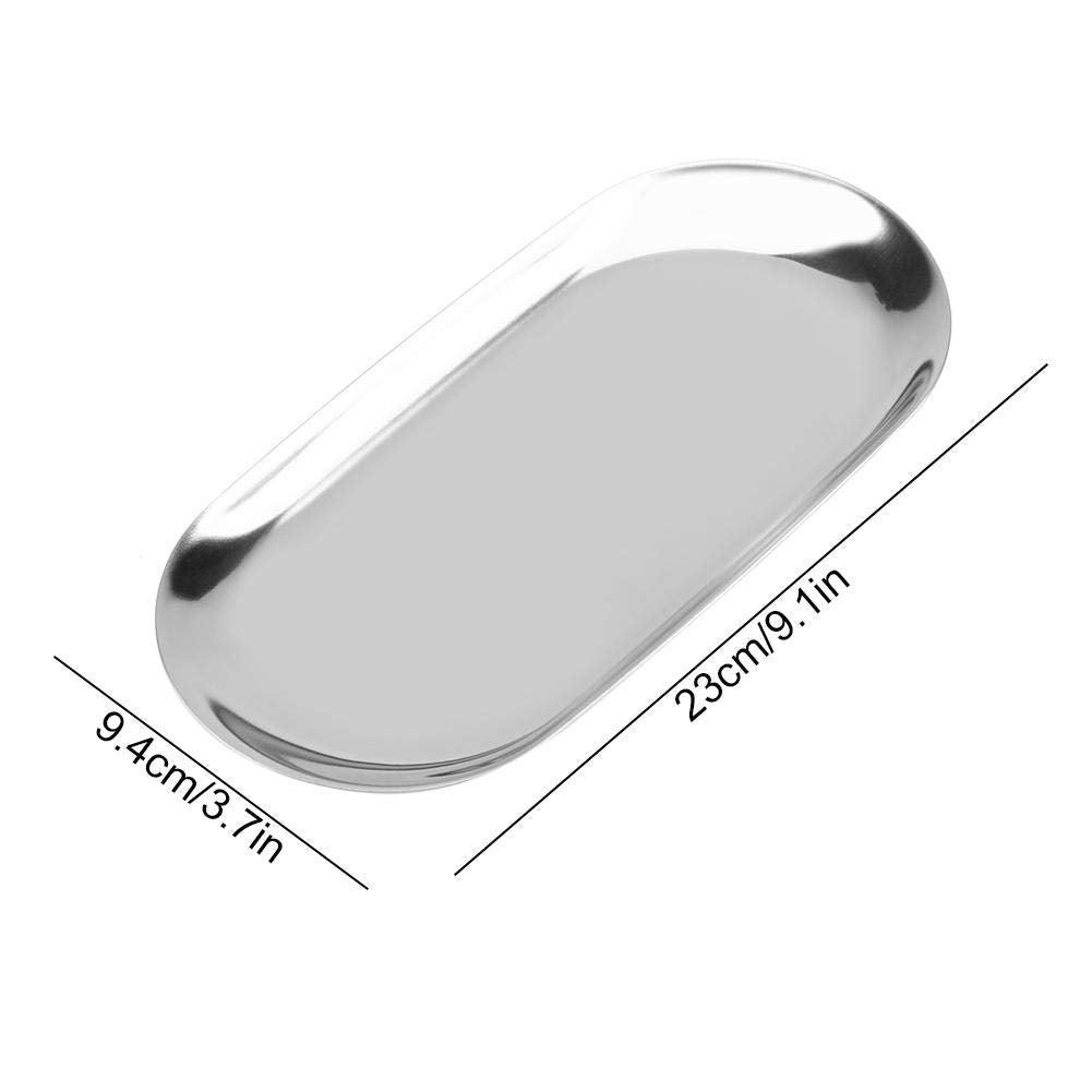Nordic Storage Tray Cosmetics Jewelry Stainless Steel Cake Plate For Home Kitchen(Silver S)