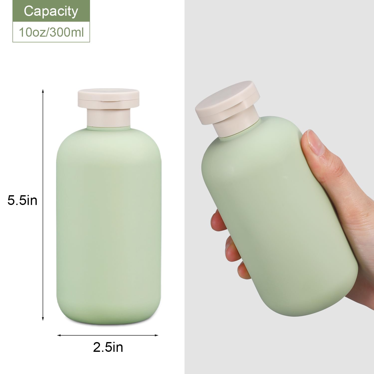Umetass Travel Shampoo Bottle, Empty Plastic Squeeze Bottles 10Oz With Flip Cap, Lotion Container For Tavel Size Shampoo And Con