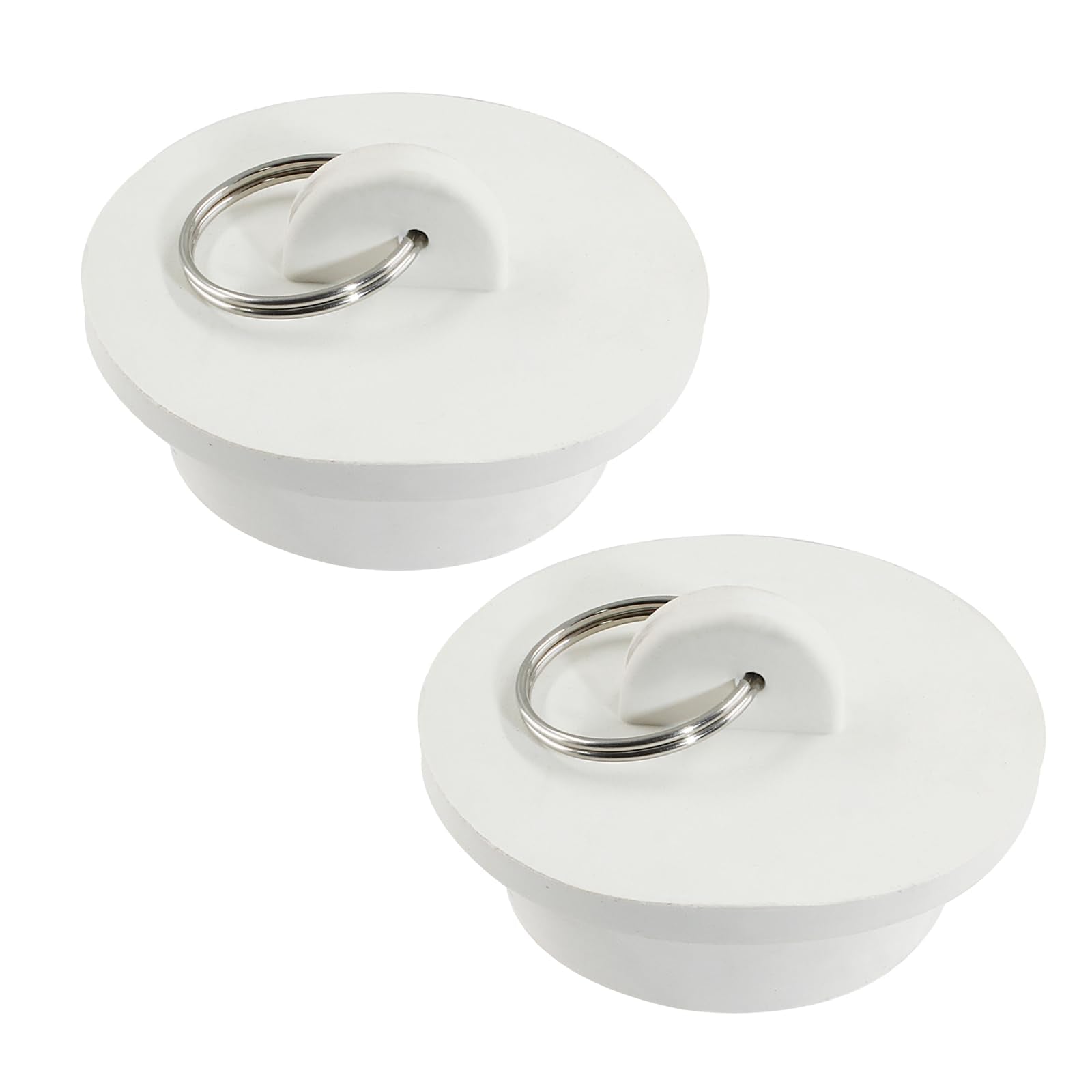 Lifcratms 2Pcs White Rubber Drain Stoppers, 1-5/8 Inch Rubber Sink Plug Sink Stopper Drain Plug With Hanging Ring For Kitchen La