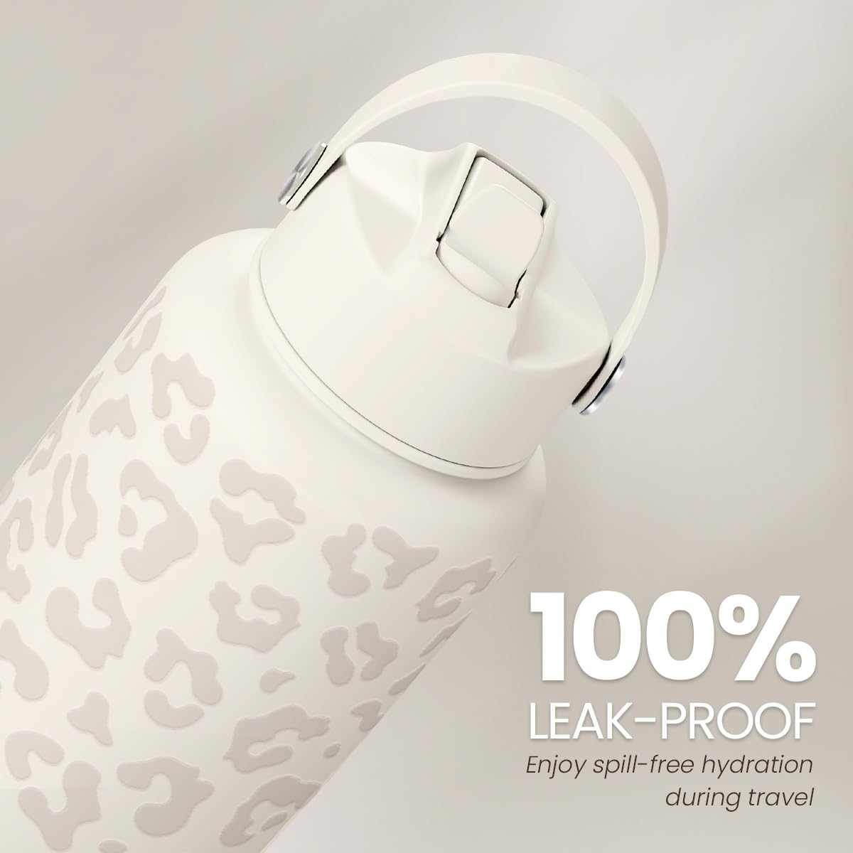 Leopard Water Bottle 32oz Stainless Steel Vacuum Insulated with Lid, Leopard Print Water Bottles for Gym Sports Travel Outdoor,