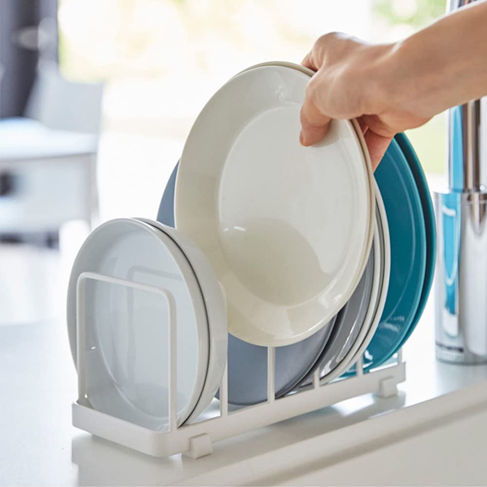Mingfanity Plate Home Accented Storage Rack, Plate Holders Organizer, Metal Dish Storage Dying Display Rack For Cabinet, Counter