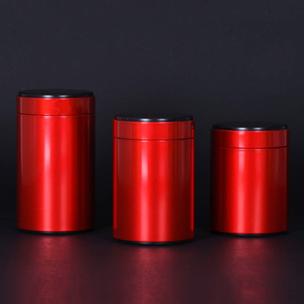3Pcs Stainless Steel Canister Sets Cereal Container Great For Sugar Coffee Tea Flour Storage (Red)