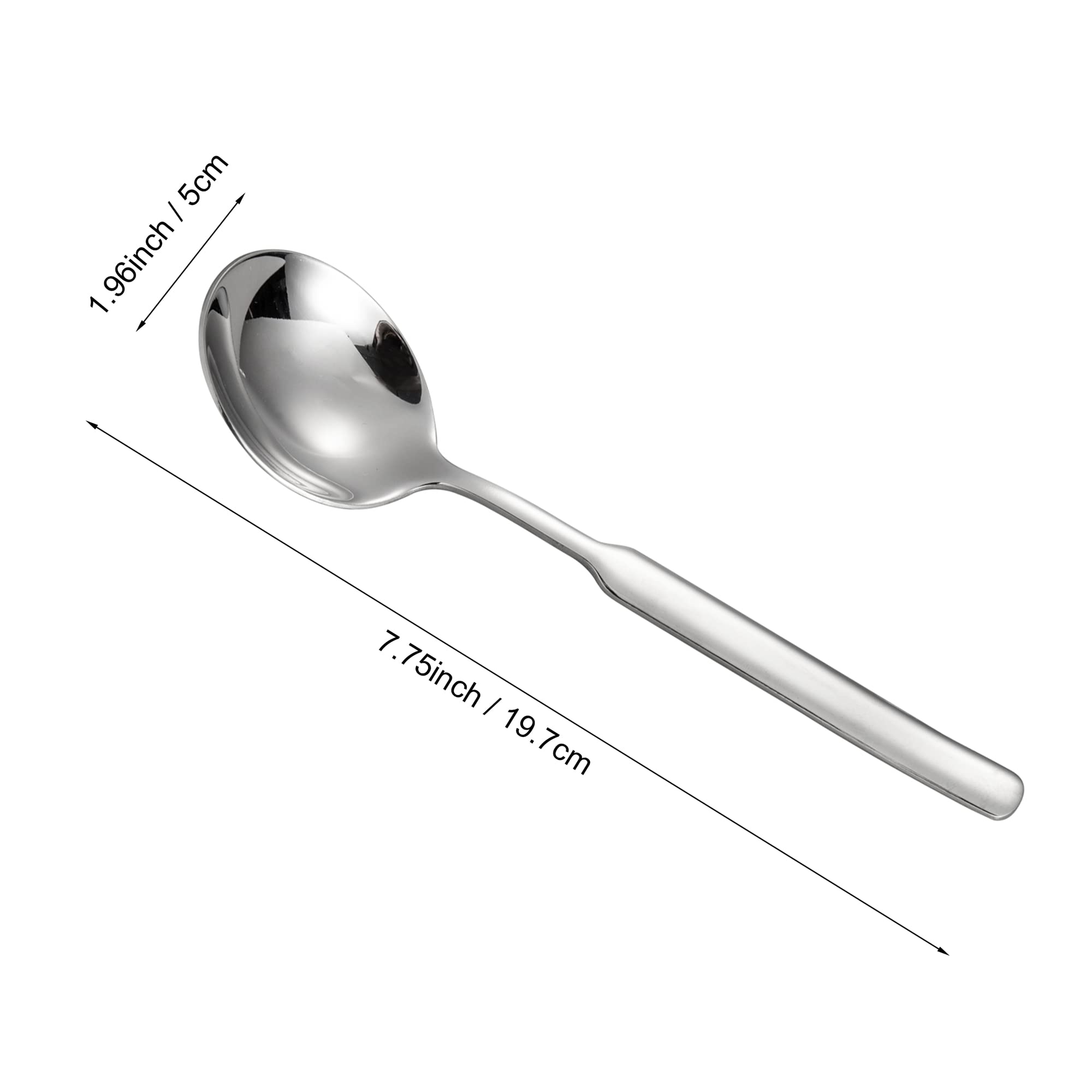 Imeea Big Soup Spoons 7.75-Inch Round Soup Spoons Large Scoop Heavy Duty 316 Stainless Steel Soup Spoons With Long Handle, Set O