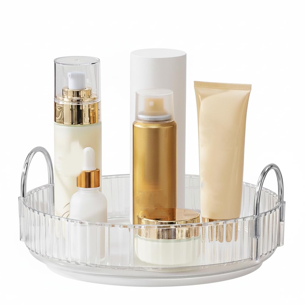 Inovera (Label) 2 Tier 360 Rotating Makeup Cosmetic Organizer  Countertop Skincare & Bathroom Accessories Holder  Dressing Ta