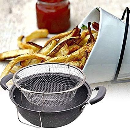 Delavala Deep Frying Pan With Strainer 26Cm Basket For Frying French Fries/Chicken Wings/Shrimp/Fish/Boiling Butter/Sauce/Gravie
