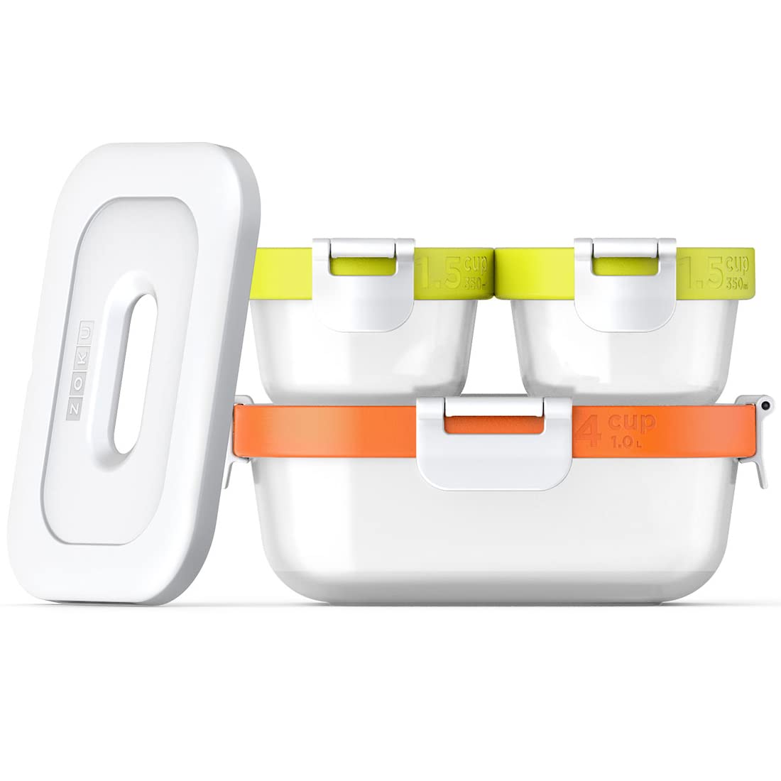 ZOKU - Nested Food Storage Containers with Freezer Pack, Leak Proof with Airtight Lids, for Sandwiches, Lunches, Leftovers and m