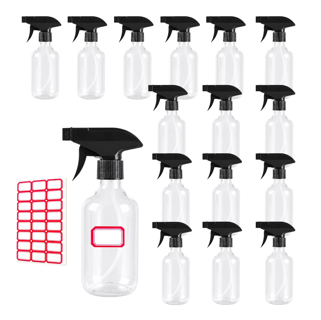 Onarieer Empty Spray Bottles 15 Pack  10oz Plastic Spray Bottles with Adjustable Nozzle  Mist and Stream Spray Bottles for Cle