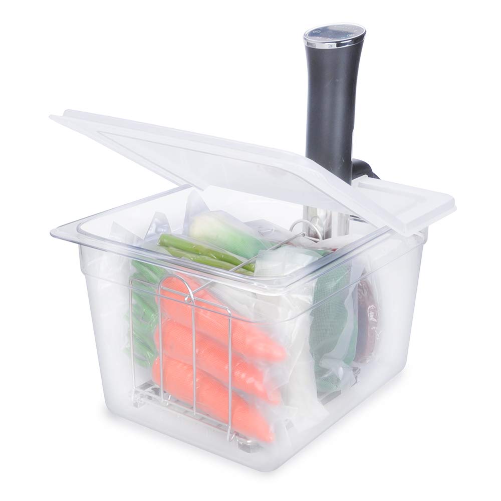 Everie Sous Vide Container 12 Qt With Collapsible Hinged Lid And Rack, Compatible With Anova Nano And An500-Us00 And Instant Pot