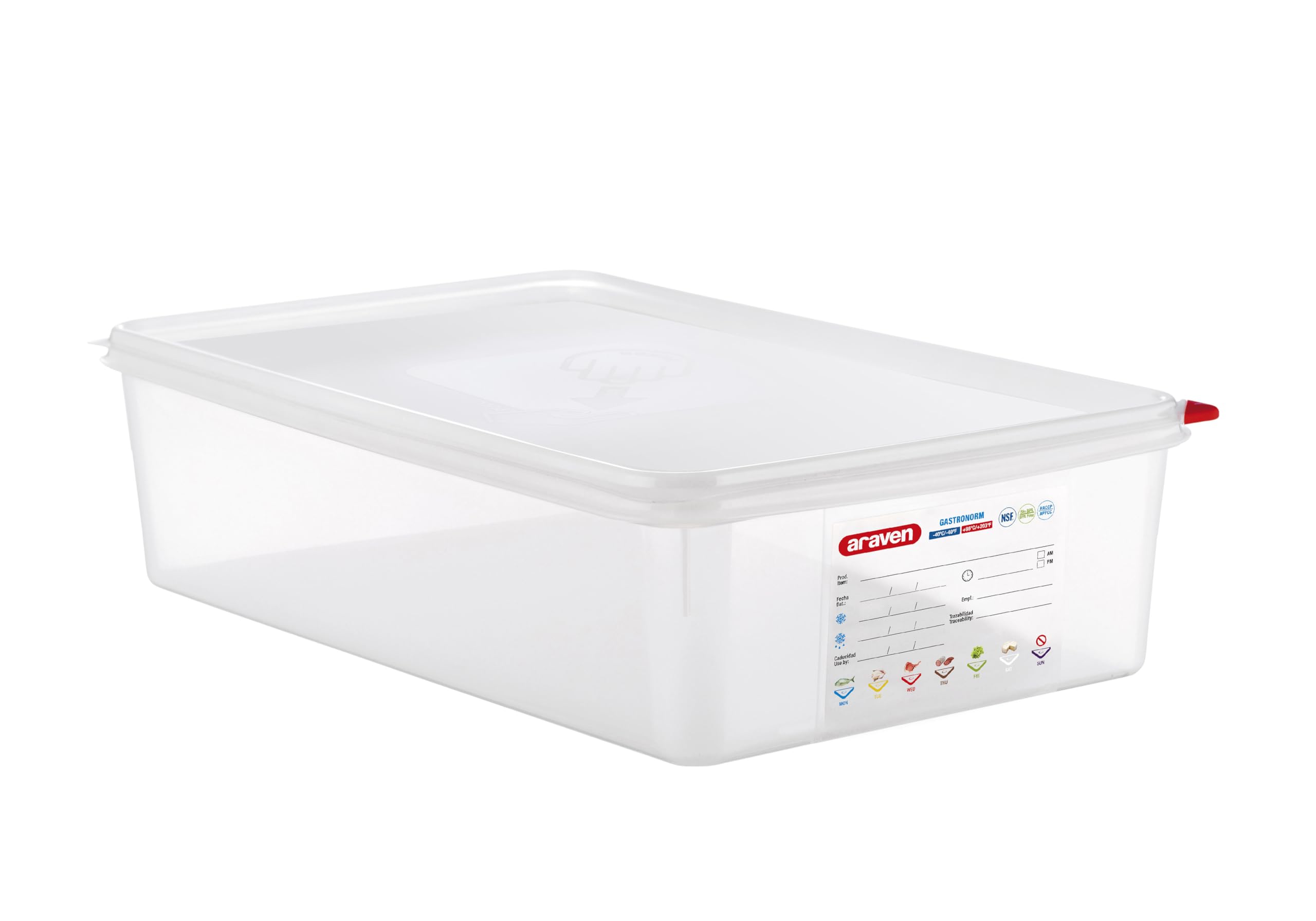 Araven Airtight Container, Food Pan with Lid for Storage in Kitchen and Restaurant, 14.4 Qt, 1 Count, Clear
