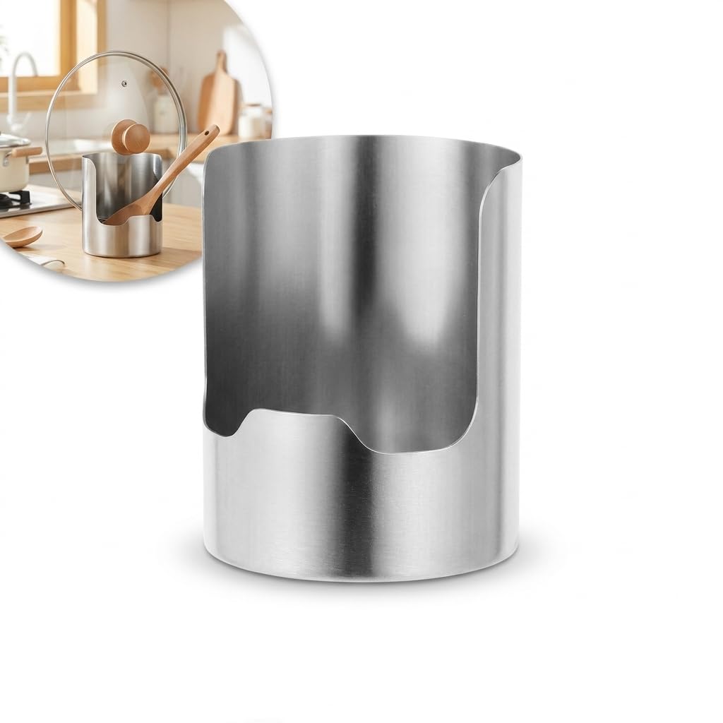 Stainless Steel Kitchen Utensil Holder, Spoon Rest and Pot Lid Stand