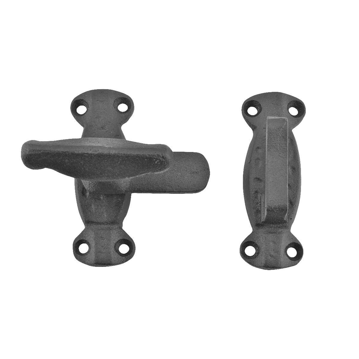 Renovators Supply Manufacturing 2 Black Wrought Iron Door Latch Lock Antique Style Slide Latch for Cabinets, Windows, or Cupboards Rust Resistant with Mounting Hardware-New Condition