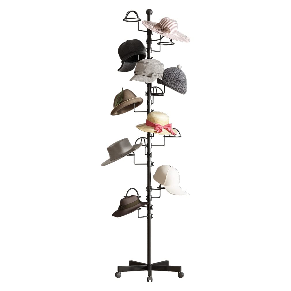 Thick Forest Hat Rack With 15 Circular Hooks, Floor Hat Stand Freestanding Hat Rack Stand, Adjustable Hat Display Stand Suitable