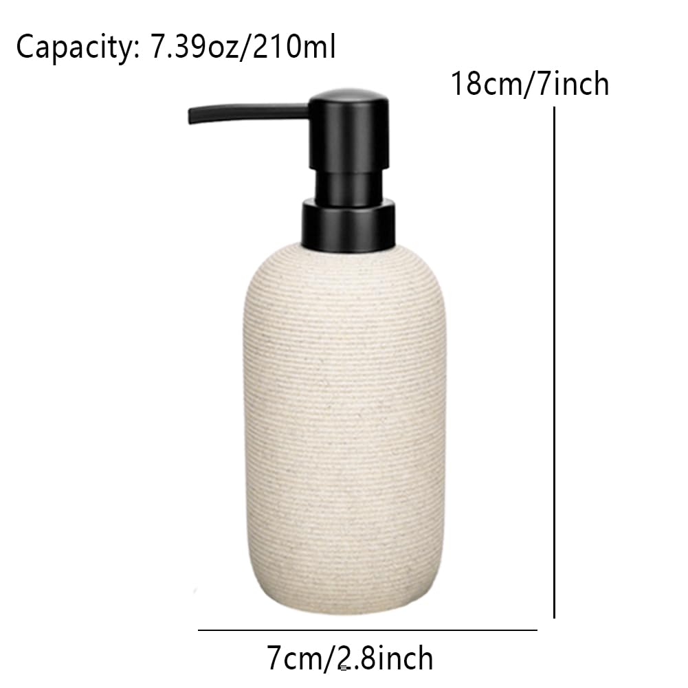 2Pcs Hand Soap Dispenser Set, Sandstone Textured Resin Liquid Soap Dispenser For Bathroom Countertop, Heavy & Sturdy Dish Wash S