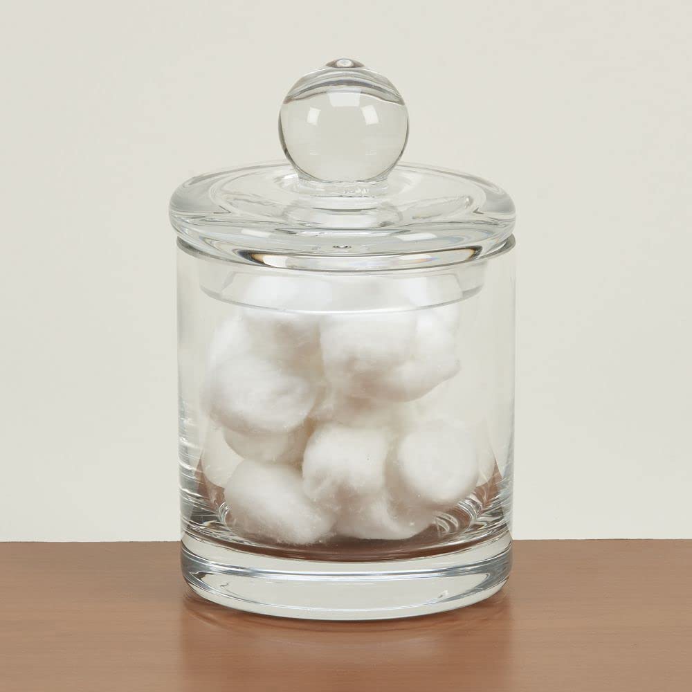 Creative Gifts International Lead-Free Crystal Biscuit Barrel, Glass Cookie Jar, 4'' Diameter, 6.5'' Height, Gift Box Included