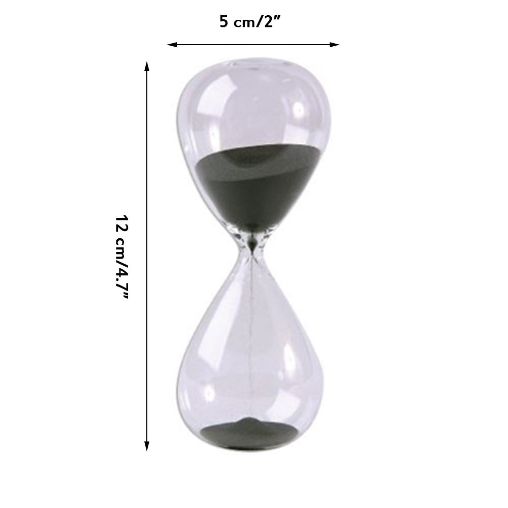 Large Fashion Black Sand Glass Sandglass Hourglass Timer Clear Smooth Glass Measures Home Desk Decor Xmas Birthday Gift (5 Minut