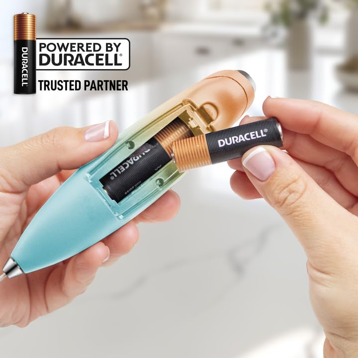 Zulay Powerful Milk Frother (4 Duracell Batteries Included) - Handheld Milk Frother Wand Drink Mixer For Coffee - Powerful Milk