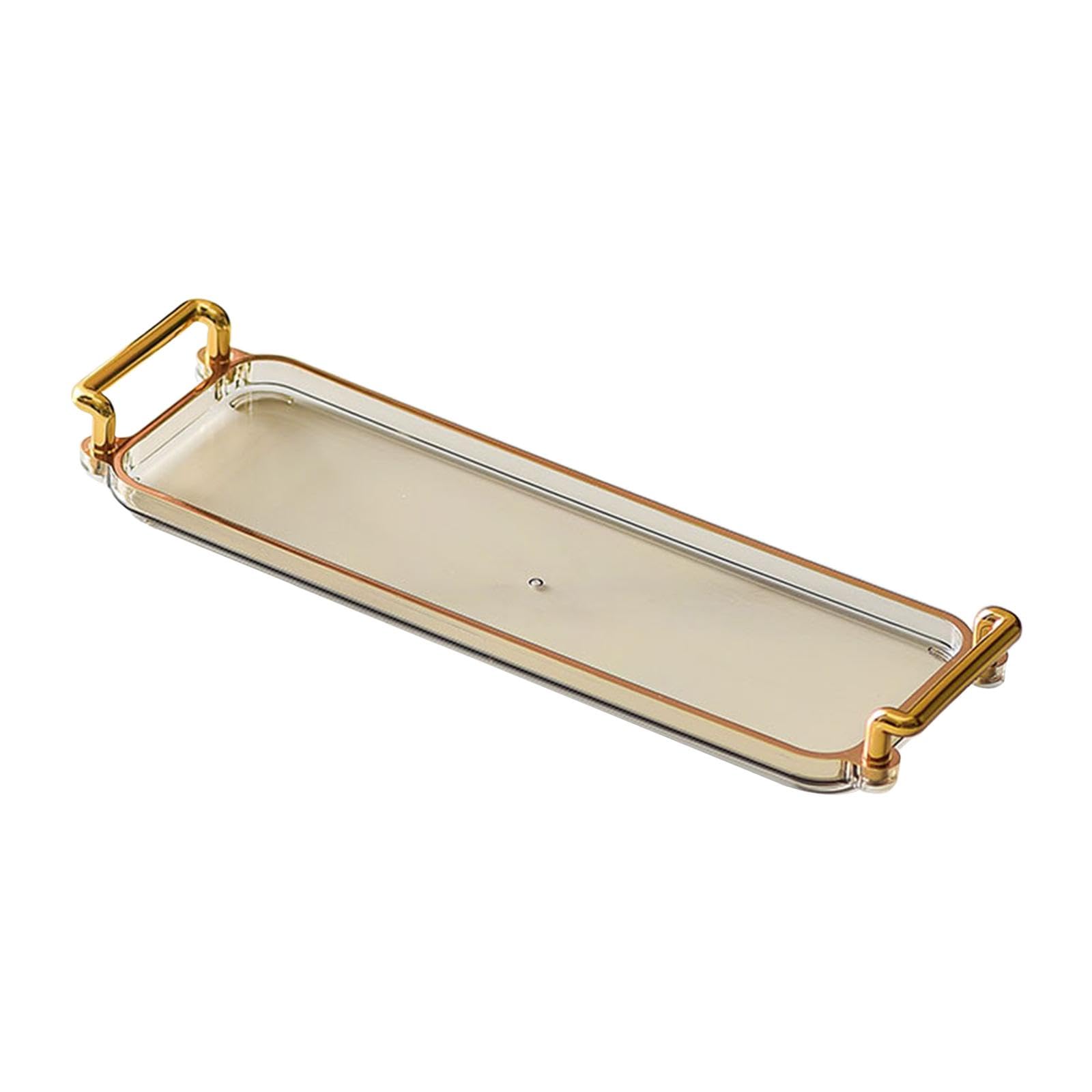 Trendivibe Rectangular Serving Platters With Handles Vanity Tray For Party Home Kitchen Light Brown