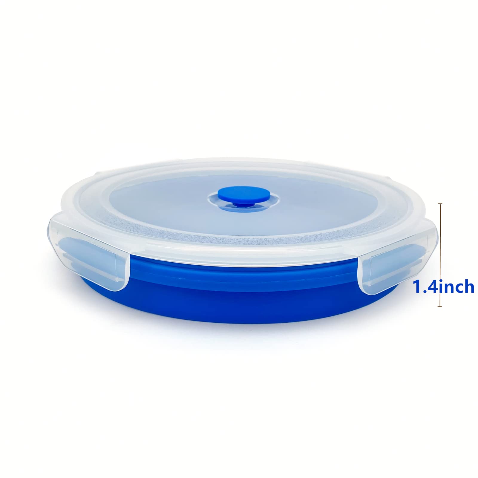 Lunbengo 1200Ml Large Collapsible Lunch Bowl With Lid, Camping Bowls With Foldable Spoon, Silicone Bento Box, For Meal Prep & Fo