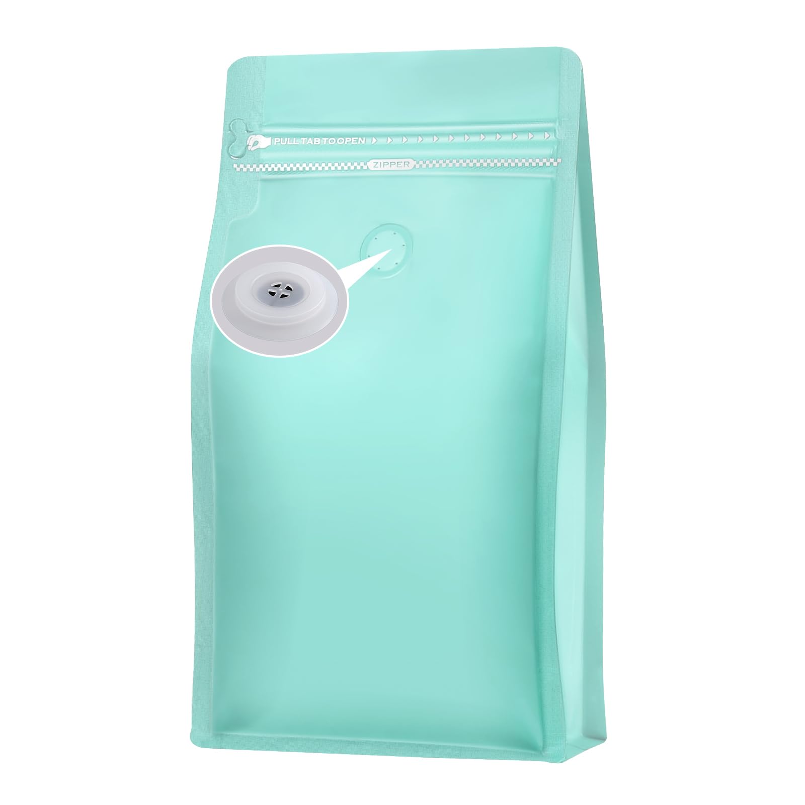 REMTAP Coffee Bags with Valve(100pcs,16oz) Tiffany Blue High Barrier Aluminumed Foil Flat Bottom Standing Coffee Beans Storage B