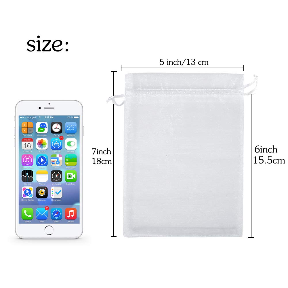 YQL Organza Bags 5x7 100PCS White Gift Favor Bags Mesh Fruit Protection Bags Jewelry Pouches Sachet Bags Wedding Party Valentine Gift