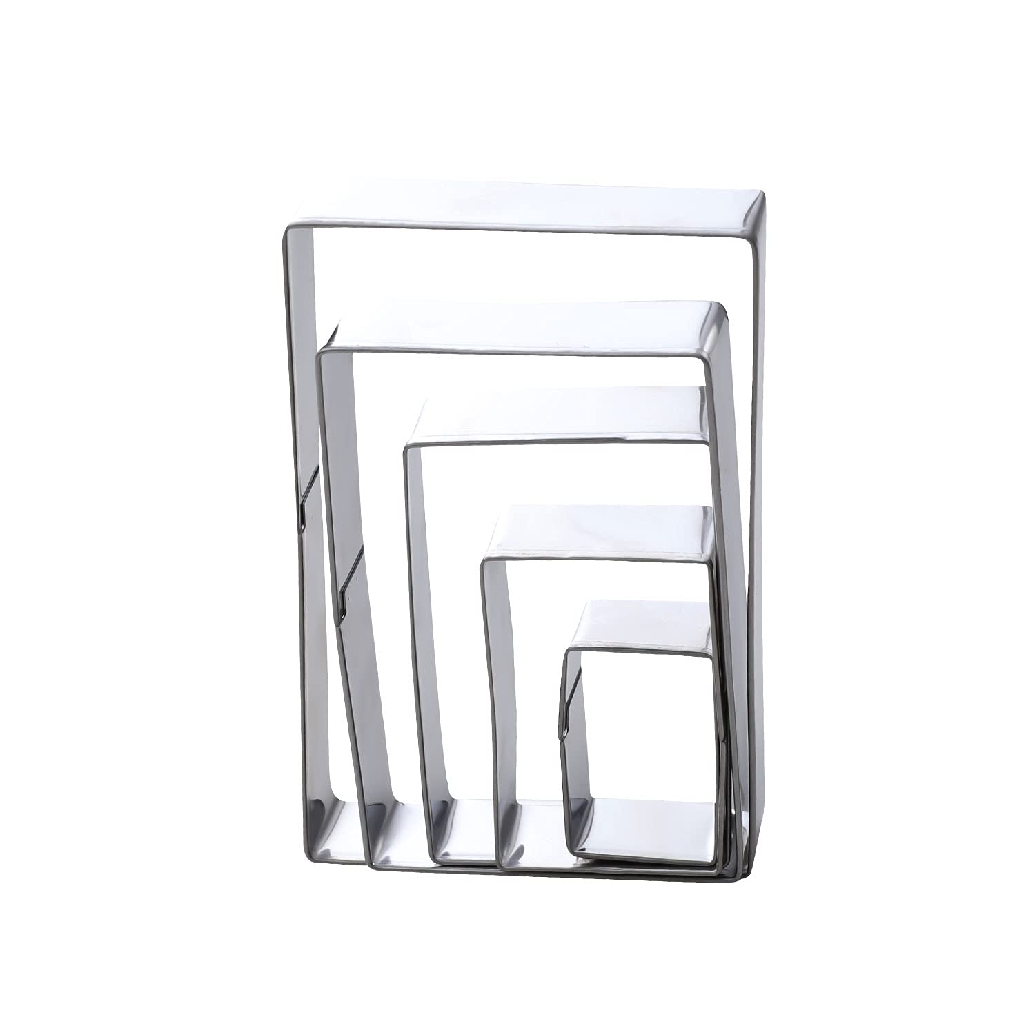 Kyerbaino 5Pcs Rectangle Cookie Cutter Set, Stainless Steel Biscuit Baking Molds Fondant Cake Cookie Cutter Rectangle Shaped Cut