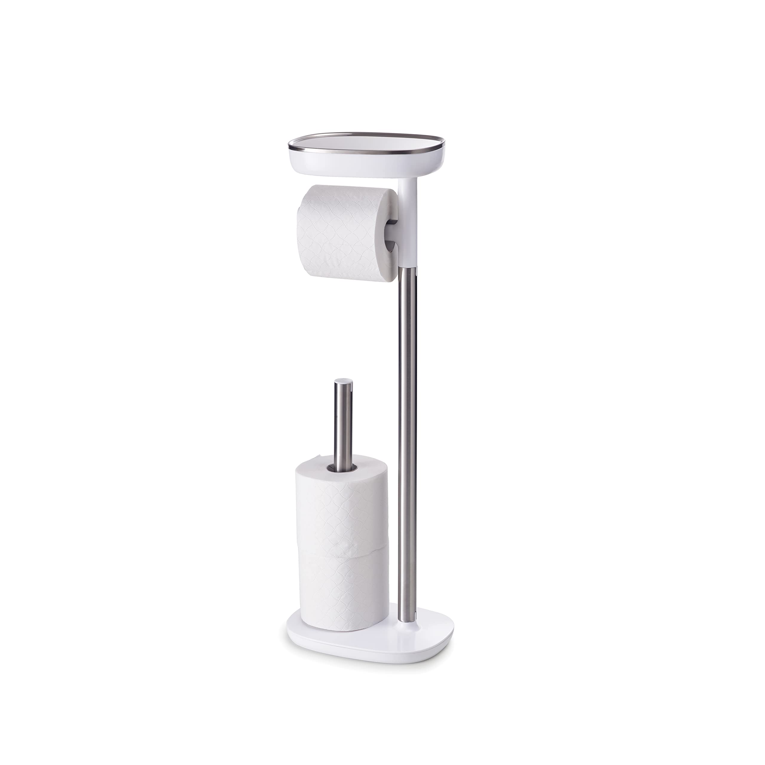 Joseph Joseph 70518 Easystore Butler Toilet Paper Holder Stand And Spare Roll Storage With Shelf And Drawer, Stainless Steel