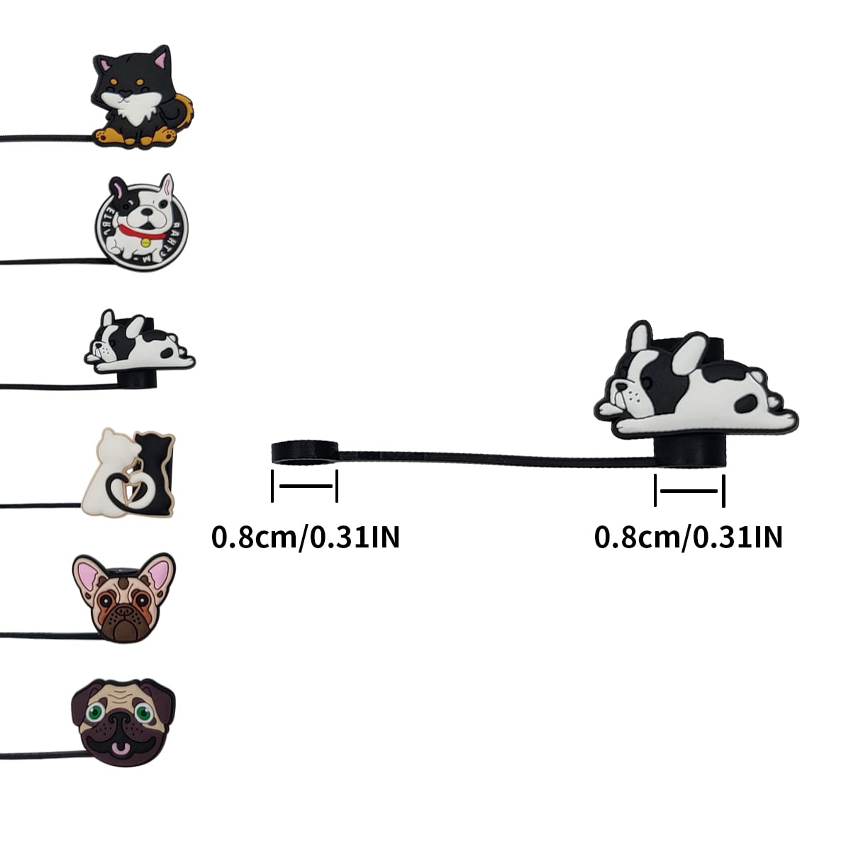 6 Pieces Cute Drinking Straw Caps Cover For 6-8 Mm Reusable Drinking Stanley Cup Straw Tips Lids Dust-Proof Straw Plugs(Kitten,