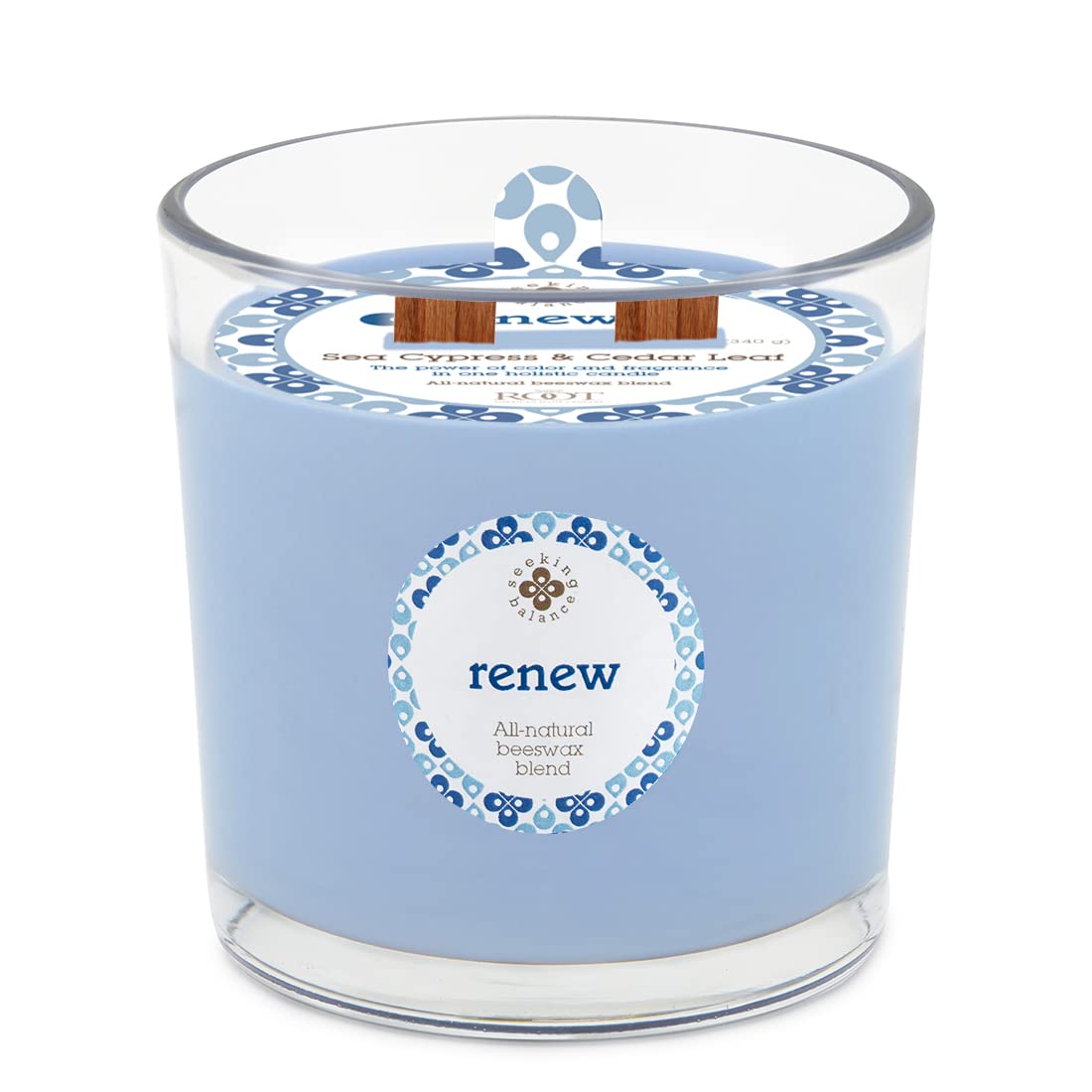 Root Candles Seeking Balance Wood Wick Spa Candle Aromatherapy Candles, 12-Ounce, Renew: Sea Cypress & Cedar Leaf