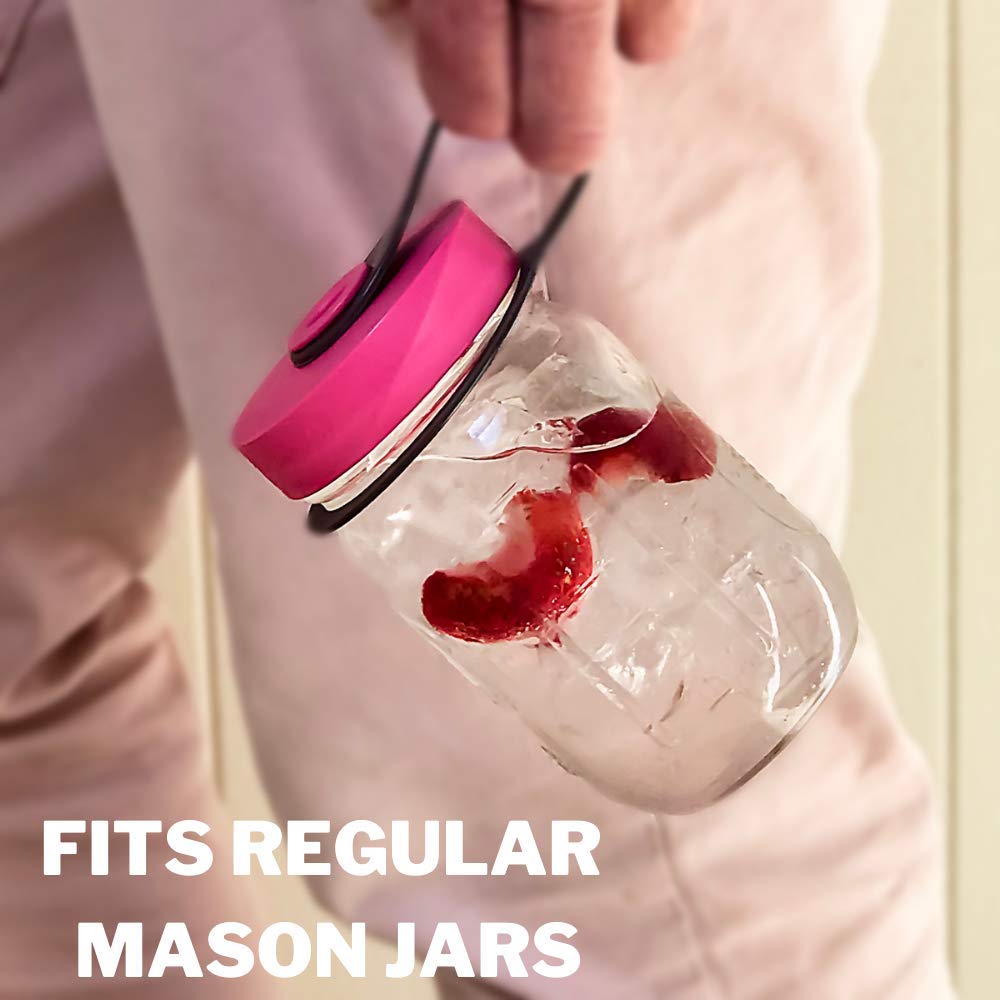 Ilids Mason Jar Sport Lid, Regular Mouth, Hot Pink, Pack Of 2