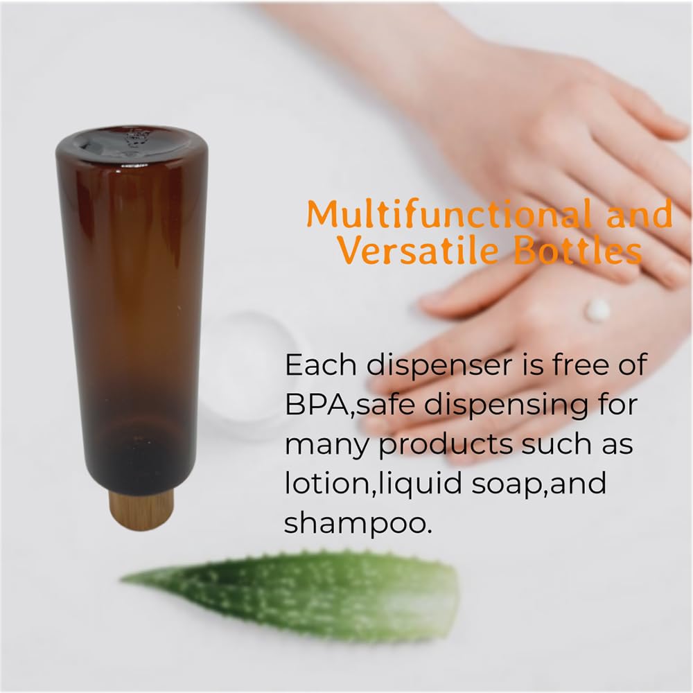 Beeco Gif2U Empty Cosmetic Bottles 8Oz/250Ml 2 Pack With Bamboo Disc Top Flip Cap For Shampoo Lotion Liquid Soap,Cream,Refilable