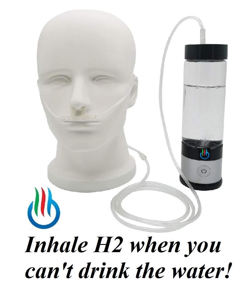 H2 Usb Sport Maxx Hydrogen Water Generator With Glass Bottle And Inhaler Adapter (Silver)