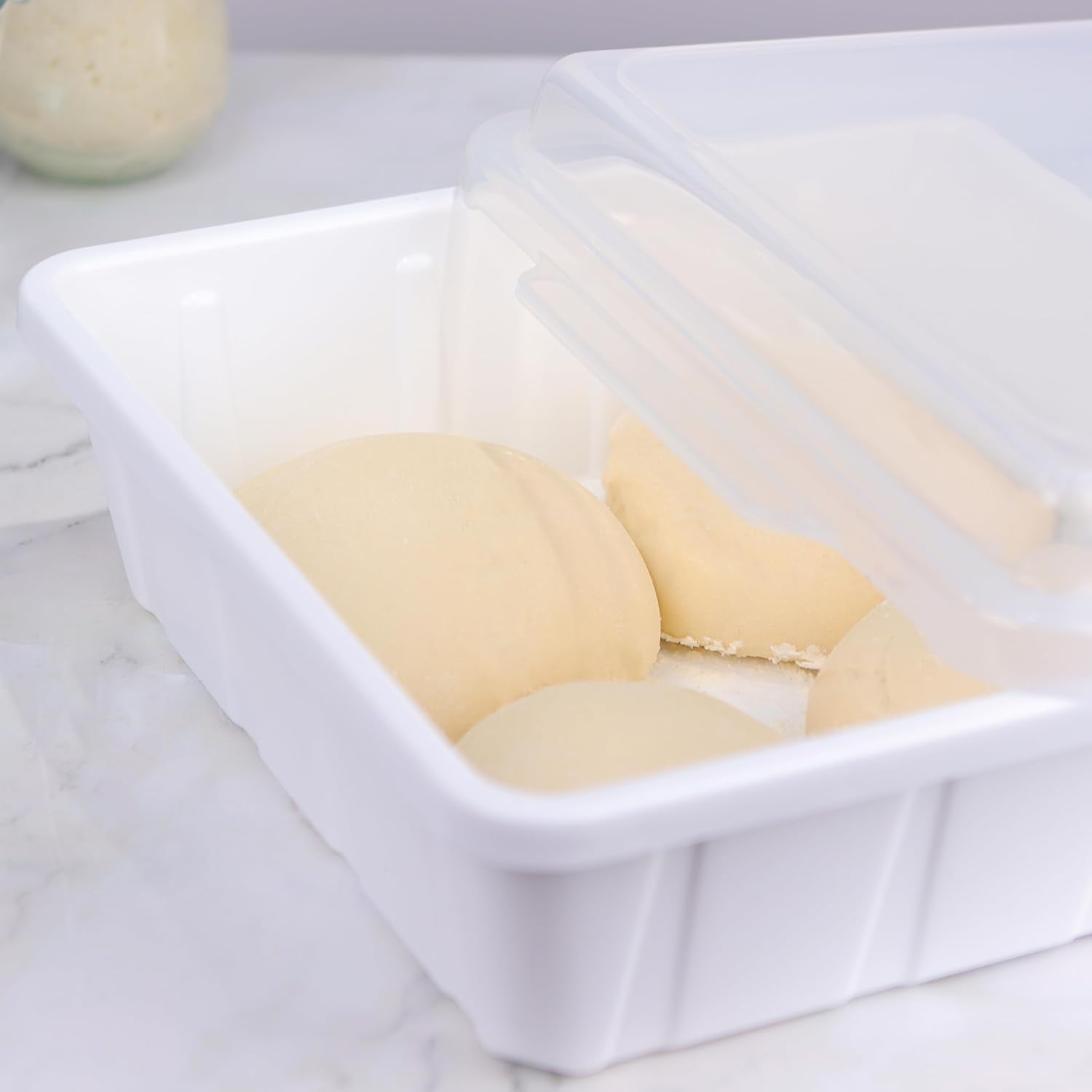 Luvcosy 3 Packs Pizza Dough Proofing Box Tray, Commercial Pizza Dough Containers, Stackable Pizza Storage Container, 1.6 Gal Dur
