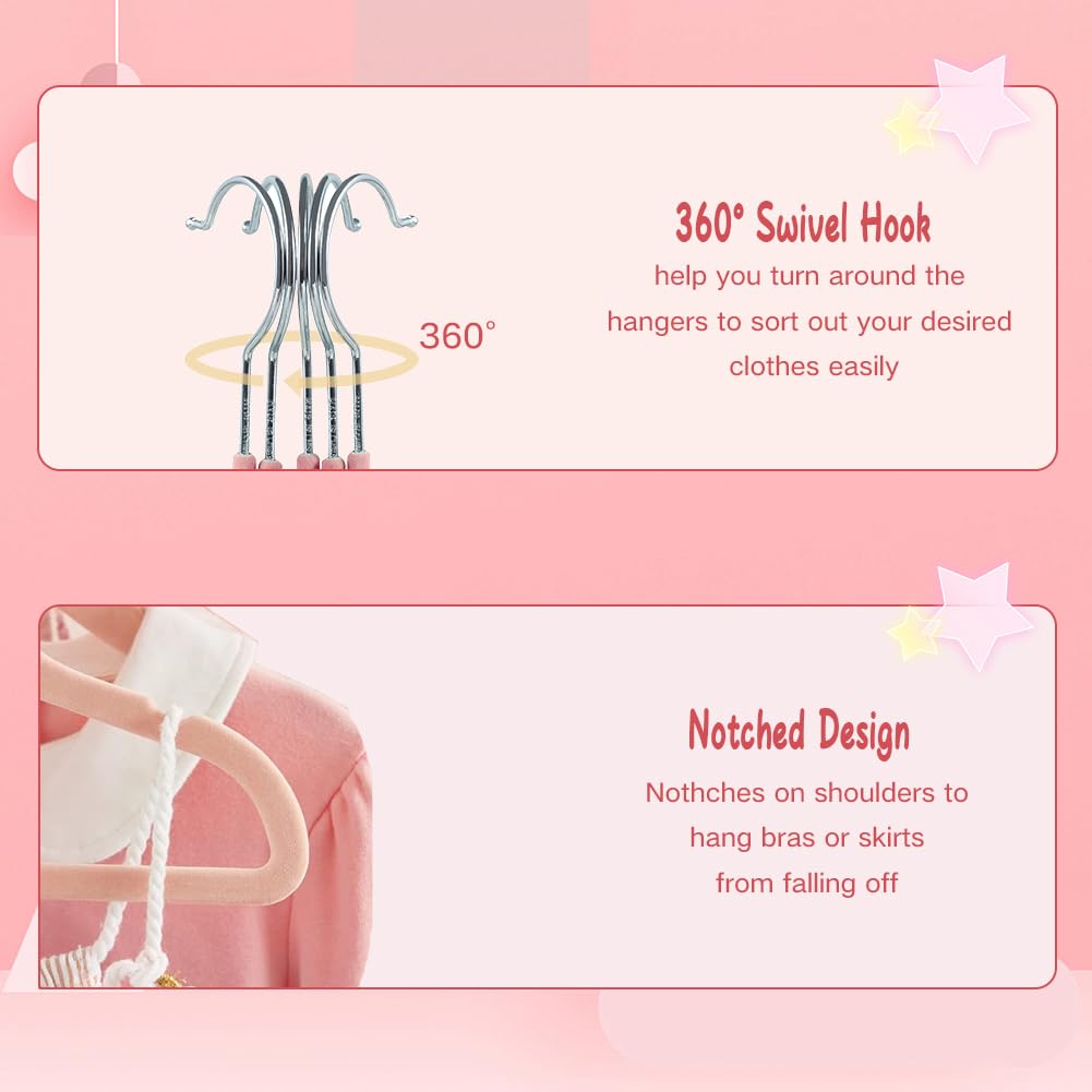 Stormix Baby Velvet Hangers, 50 Pack Children'S Clothes Hangers Non-Slip Kids Hangers For Infant/Toddler Pink