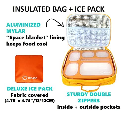 Bento-Box With Bag And Ice Pack. Lunch Boxes Snack Containers For Kids Boys Girls Adults. 6 Compartments, Leakproof Portion Cont