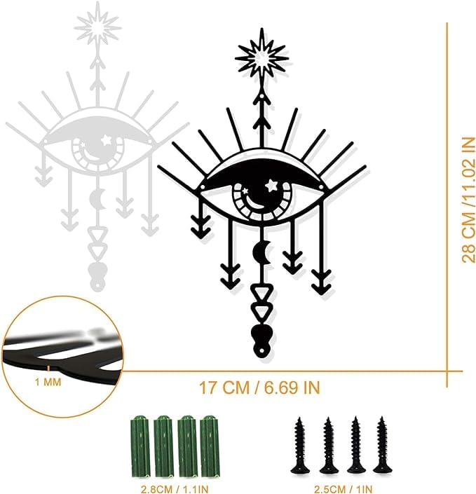 Blind Shop Magic Eye Metal Wall Art Decor, Black Wall Hanging Decor Silhouette Wall Art For Home Bedroom Living Room Bathroom Ki
