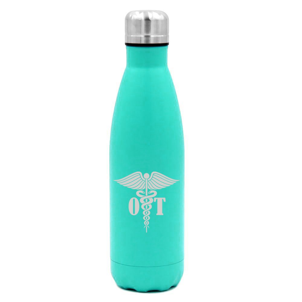 17 Oz. Double Wall Vacuum Insulated Stainless Steel Water Bottle Travel Mug Cup Ot Occupational Therapy Medical Symbol (Light-Bl